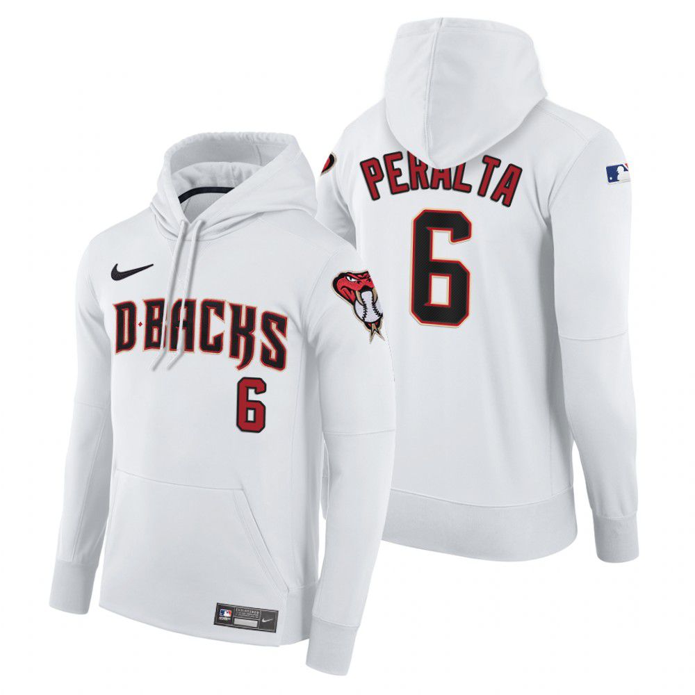 Men Arizona Diamondback #6 Peralta white home hoodie 2021 MLB Nike Jerseys